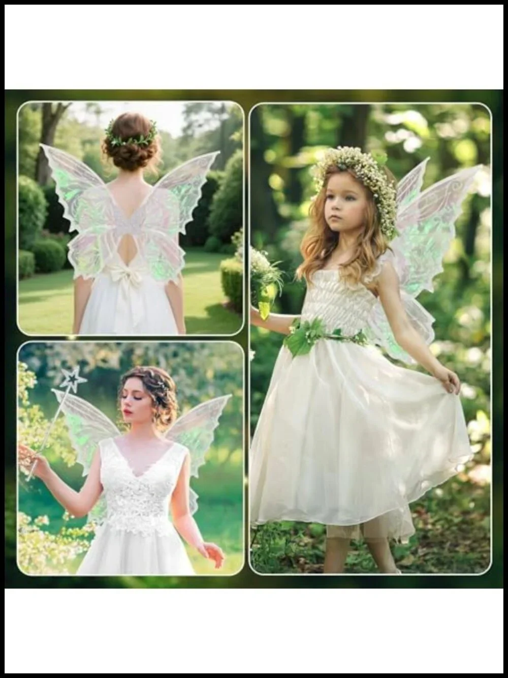Fairy Wings Costume Set with Star Magic Wand for Halloween Cosplay